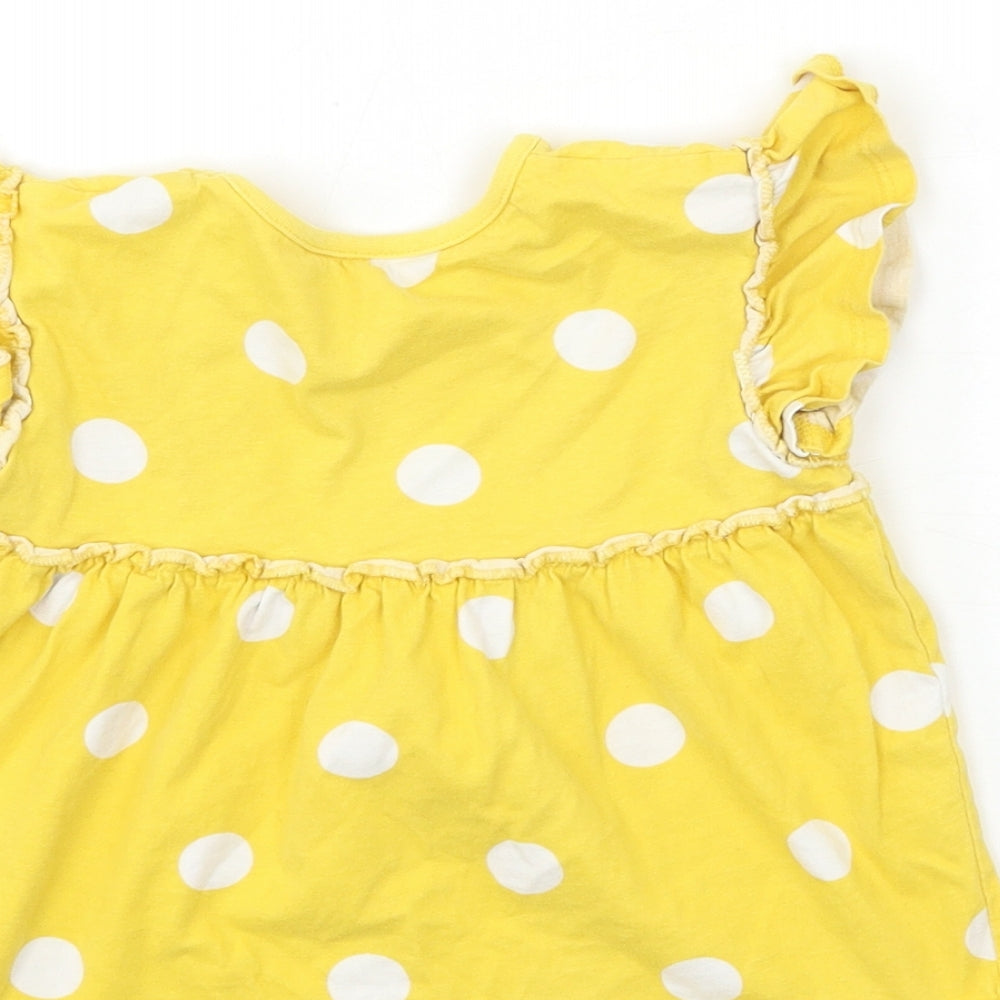 George Girls Yellow Polka Dot Basic T-Shirt Size 2-3 Years