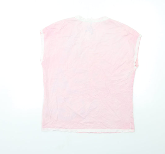 Olsen Womens Pink Floral Basic T-Shirt Size 14