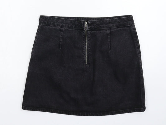 Topshop Womens Black Denim A-Line Skirt Size 30 in
