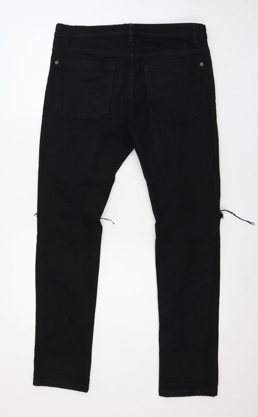 Brave Soul Mens Black  Denim Straight Jeans Size 32 in L29 in