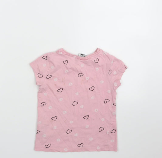 DISNEY Girls Pink Geometric Basic T-Shirt Size 3-4 Years