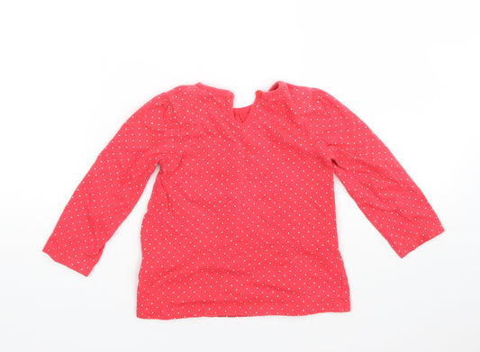 George Girls Red Spotted Basic T-Shirt Size 18-24 Months