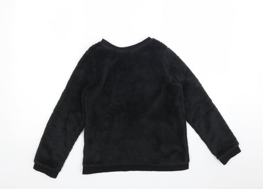 H&M Girls Black Geometric Pullover Jumper Size 9-10 Years