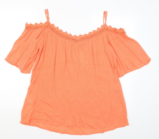 Pep & Co Womens Orange Basic Blouse Size 10