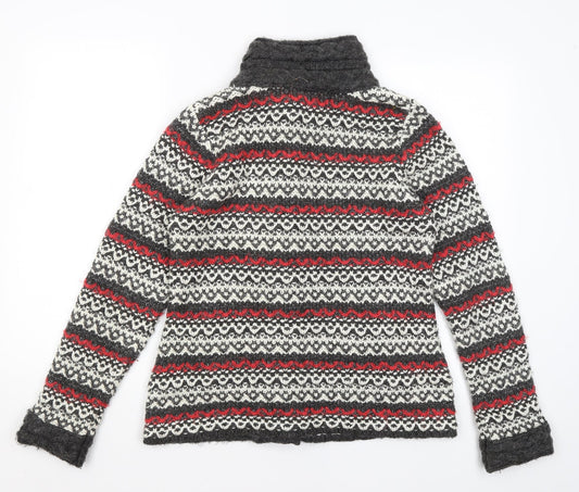 Per Una Womens Grey Striped Cardigan Jumper Size M