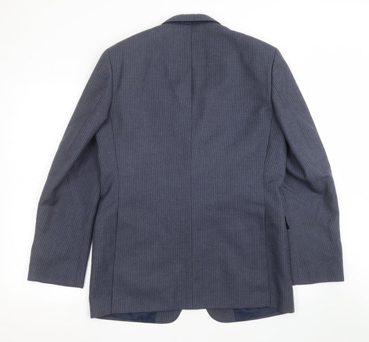 GREENWOODS Mens Blue Striped Jacket Suit Jacket Size 40