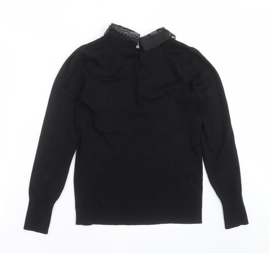 Papaya Womens Black Knit Pullover Jumper Size 8 - beaded collar