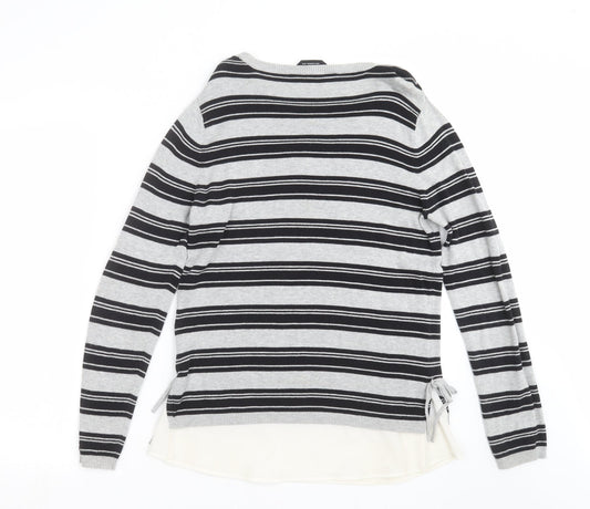 Dorothy Perkins Womens Grey Striped Knit Pullover Jumper Size 10