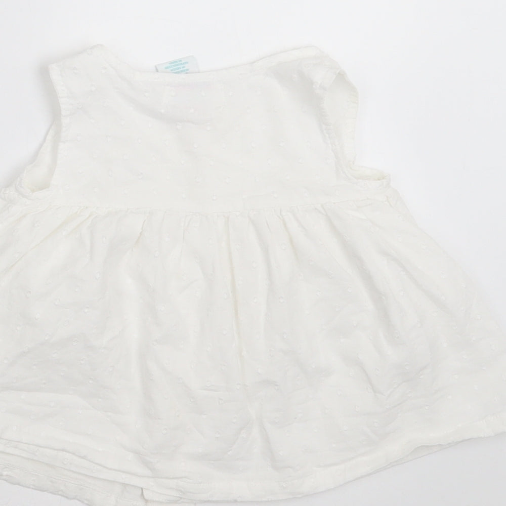 Maggie & Zoe Girls White Basic Blouse Size 12-18 Months - dotted pattern
