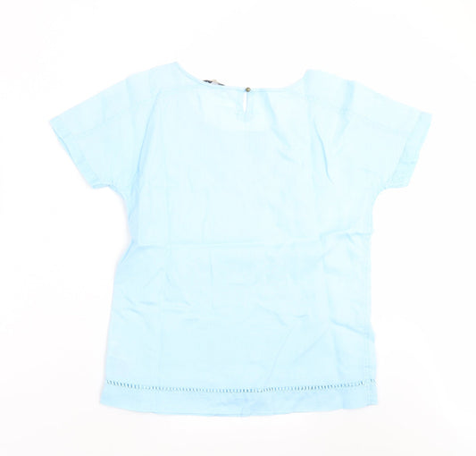Marks and Spencer Womens Blue Basic Blouse Size 8 - Embroidered detail