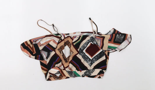 River Island Womens Brown Geometric Cropped Tank Size 12