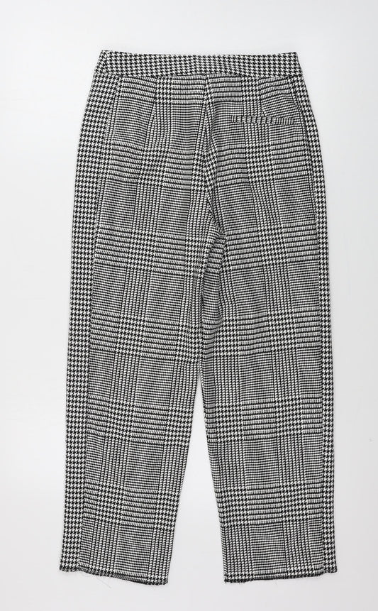 Marks and Spencer Womens White Check Trousers Size 8 L24 in