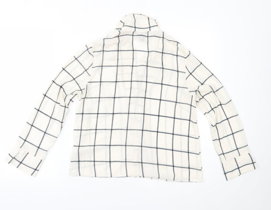 New Look Womens White Plaid Basic Button-Up Size 6
