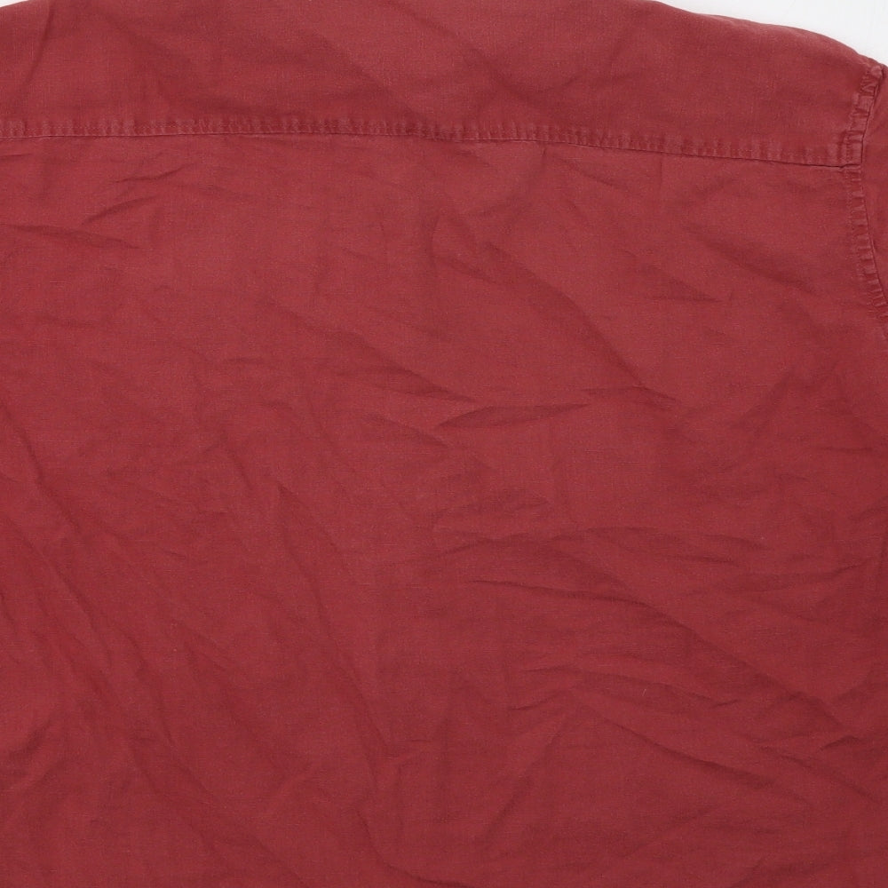 M&S Mens Red Button-Up Size XL