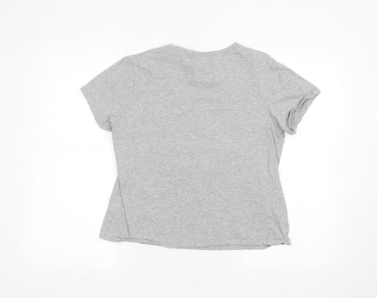 Fancyqube Womens Grey Basic T-Shirt Size L