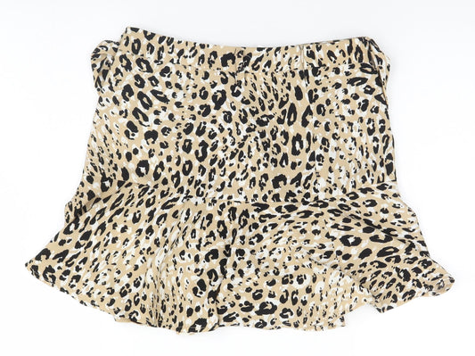 Stradivarius Womens Brown Animal Print A-Line Skirt Size S
