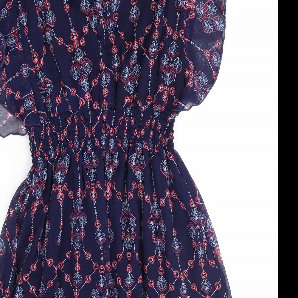 Atmosphere Womens Blue Fair Isle A-Line Size 10