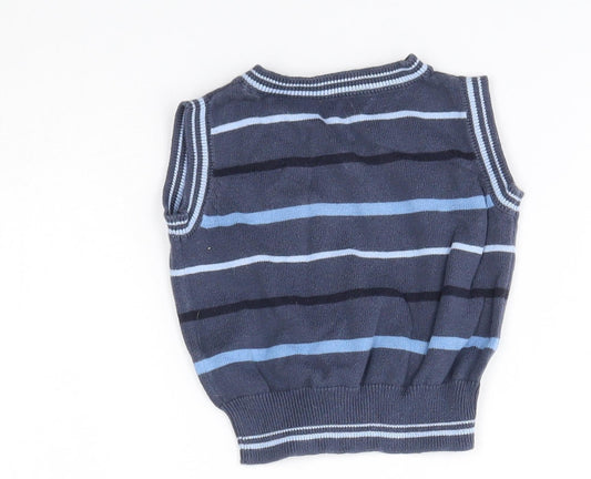 Matalan Baby Blue Striped Vest Jumper Size 0-3 Months
