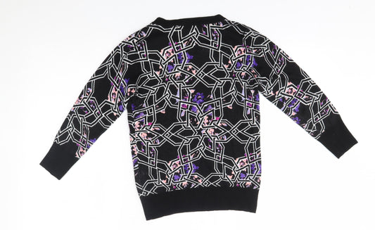 Principles Womens Black Geometric Pullover Jumper Size 10