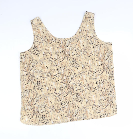 Al Paradise Tenerife Womens Beige Floral Basic Tank Size 16
