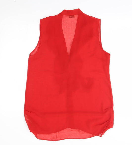 Miss Selfridge Womens Red Basic Button-Up Size 12 - tie