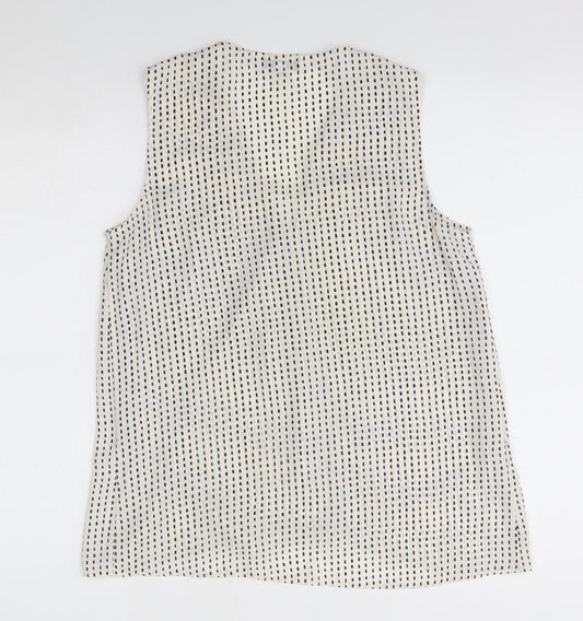 Debenhams Womens White Geometric Basic Blouse Size 10