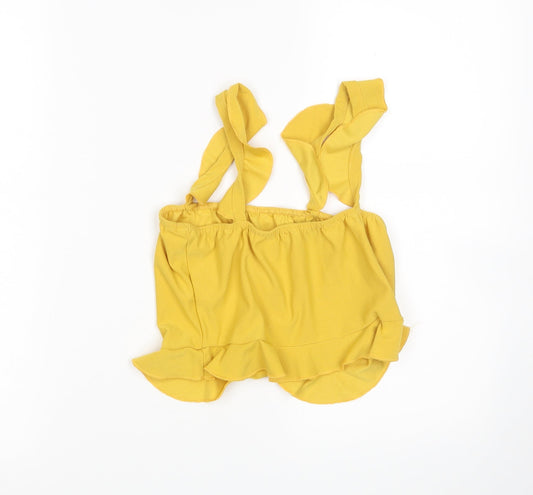 PRETTYLITTLETHING Womens Yellow Cropped Tank Size 12