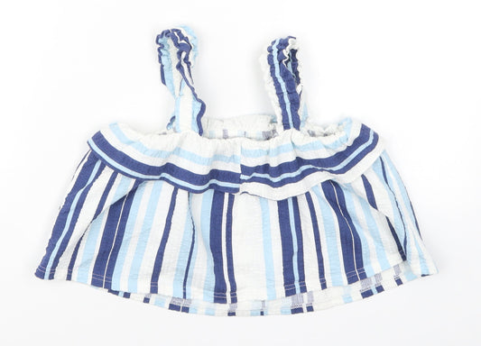 River Island Girls Blue Striped Basic Tank Size 9-10 Years