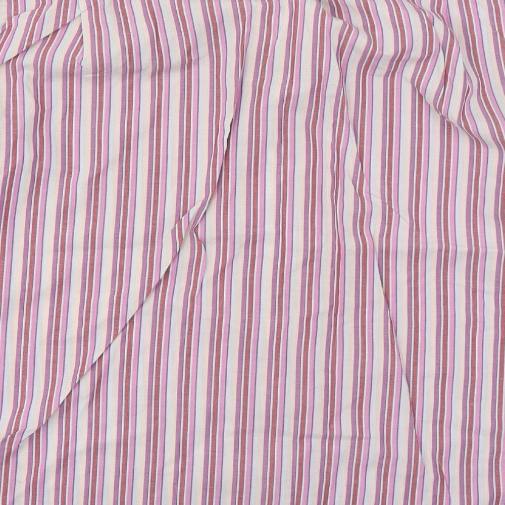 Peter England Mens Pink Striped Button-Up Size 16