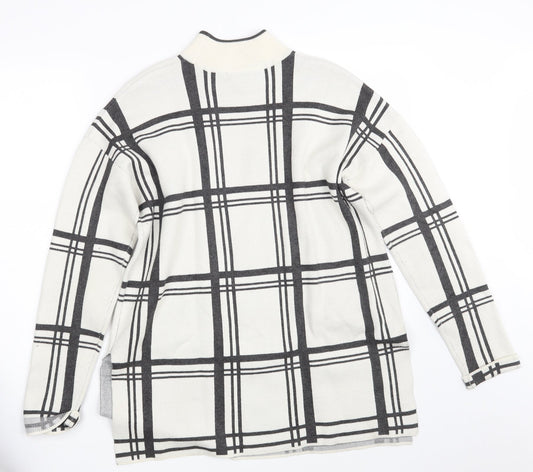 Topshop Womens White Check Knit Pullover Jumper Size 12