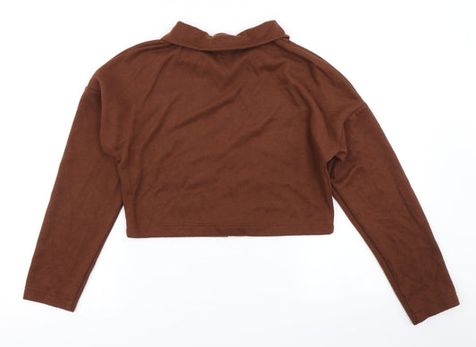 PRETTYLITTLETHING Womens Brown Cropped T-Shirt Size 6