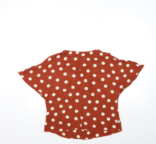 New Look Womens Brown Polka Dot Basic Blouse Size 12