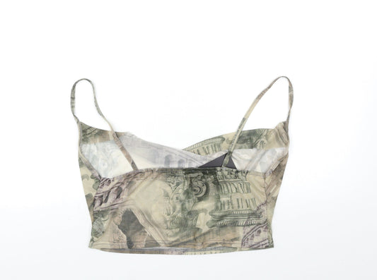 PRETTYLITTLETHING Womens Green Geometric Basic Tank Size 14