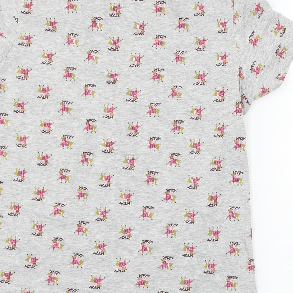 Primark Womens Grey Geometric Jersey Top Pyjama Top Size 10 - Rudolph