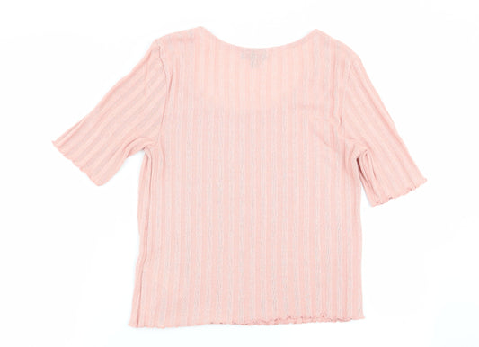 Topshop Womens Pink Basic T-Shirt Size 10