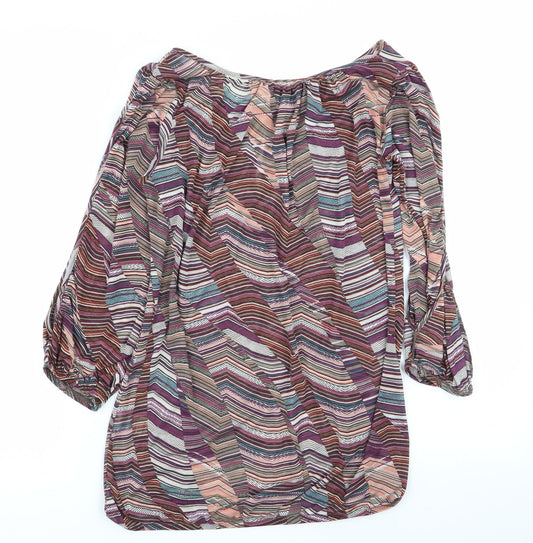warehouse definitives Womens Multicoloured Geometric Basic T-Shirt Size 10