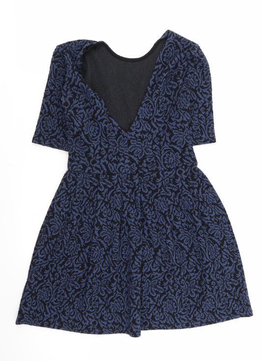 Cooperative Womens Blue Geometric Fit & Flare Size XS