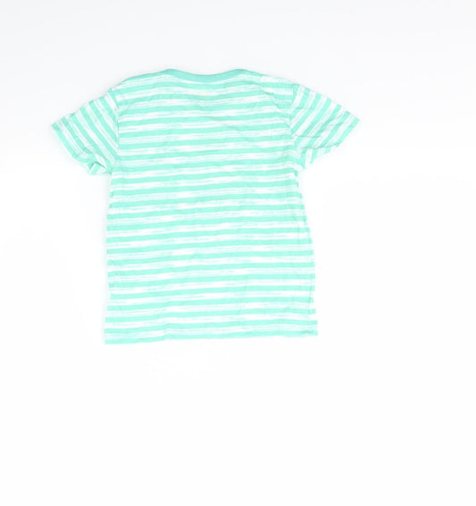 TOPOMINI Boys Green Striped Basic T-Shirt Size 2 Years