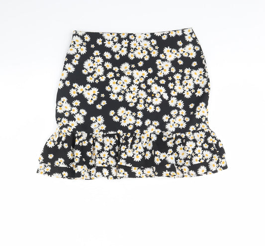 Mini velvet Womens Black Floral Mini Skirt Size 6
