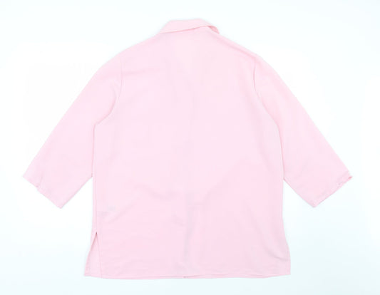 St Micheal Womens Pink Basic Button-Up Size 14