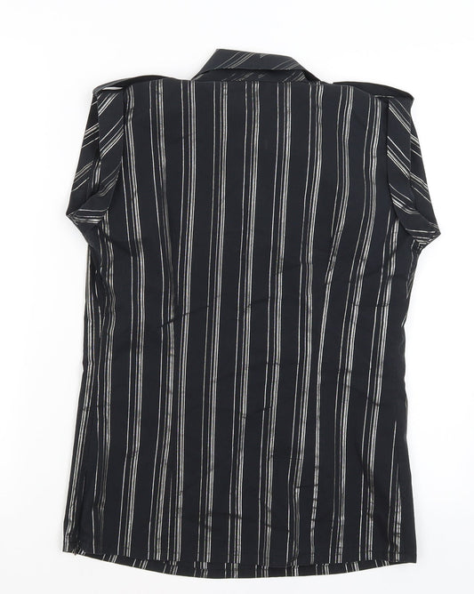 Kimono Womens Black Striped Tunic T-Shirt Size L
