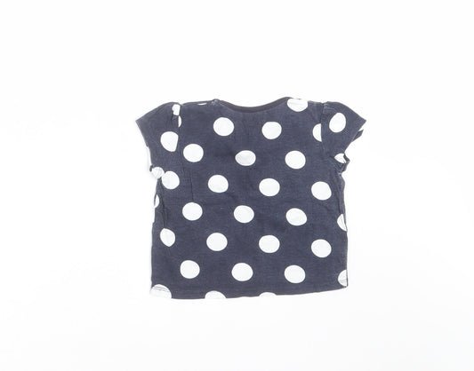 Young Dimension Girls Blue Polka Dot Basic T-Shirt Size 12-18 Months