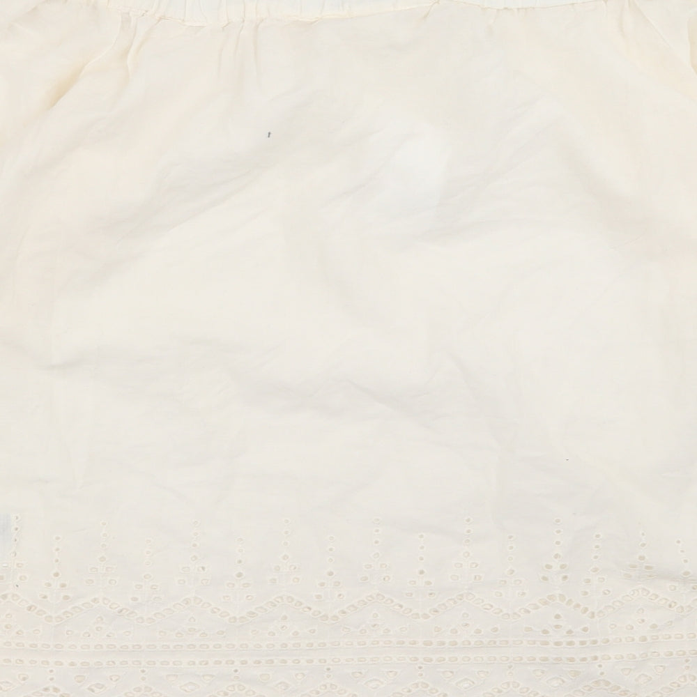 H&M Womens Ivory Geometric Basic Blouse Size 8 - crochet detail