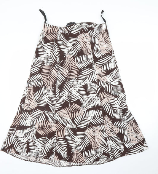BHS Womens Brown Floral A-Line Skirt Size M