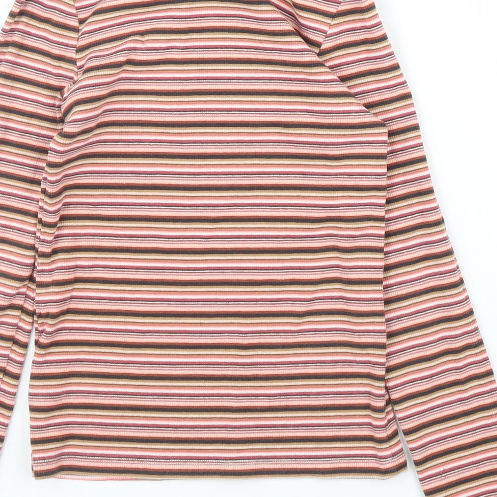 NEXT Girls Pink Striped Basic T-Shirt Size 10 Years