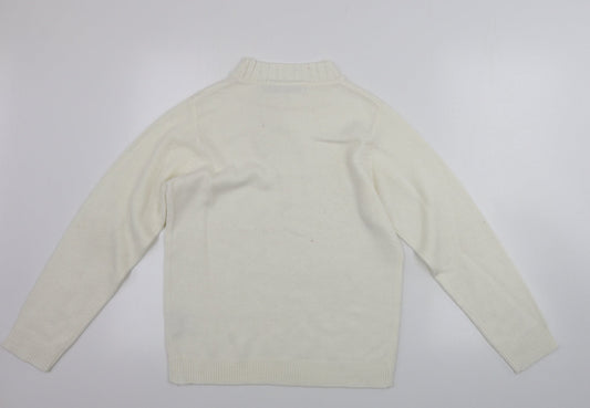 EWM Womens Beige Houndstooth Pullover Jumper Size M