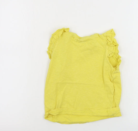 Marks and Spencer Girls Yellow Basic T-Shirt Size 6-7 Years