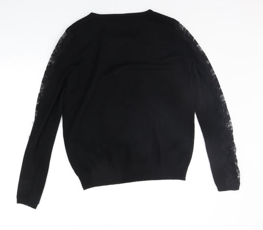 Society 8 Womens Black Pullover Jumper Size 14