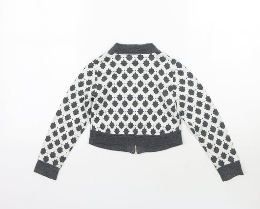 Trish Scully Child Girls White Geometric Jacket Coatigan Size 4 Years
