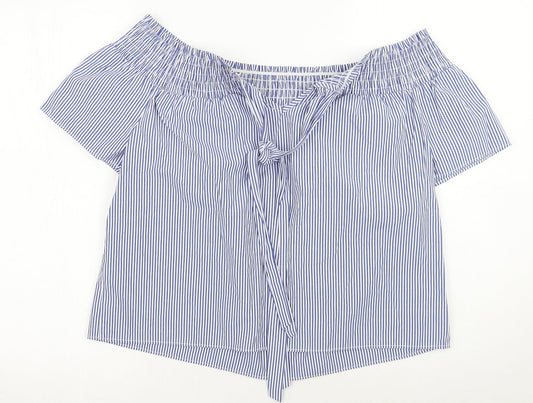 Dorothy Perkins Womens Blue Striped Basic Blouse Size 12